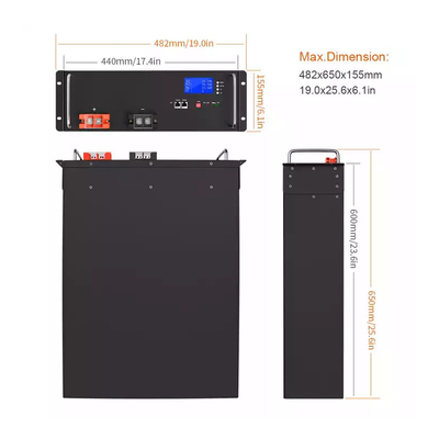 Home Solar System 48V 100Ah Lithium LiFePO4 Battery Pack 3.5U Rack Mount